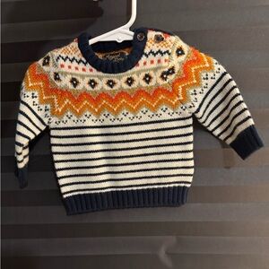 Mayoral Kids Navy and Orange Striped Sweater
